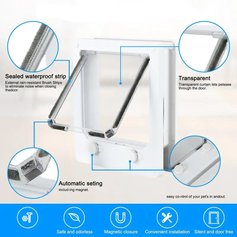 4-Way Cat & Small Pet Door – Lockable Weatherproof Door for Dogs & Cats