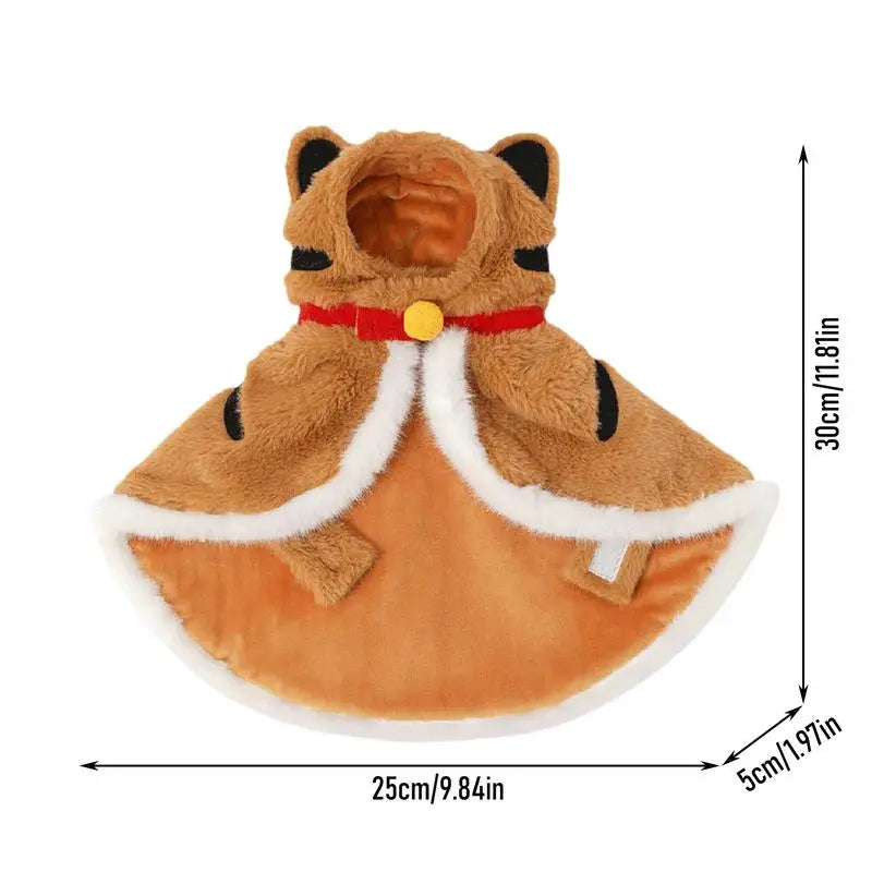 Cute Cat Warm Cloak – Tiger-Shape Winter Hooded Coat Costume for Cats & Kittens