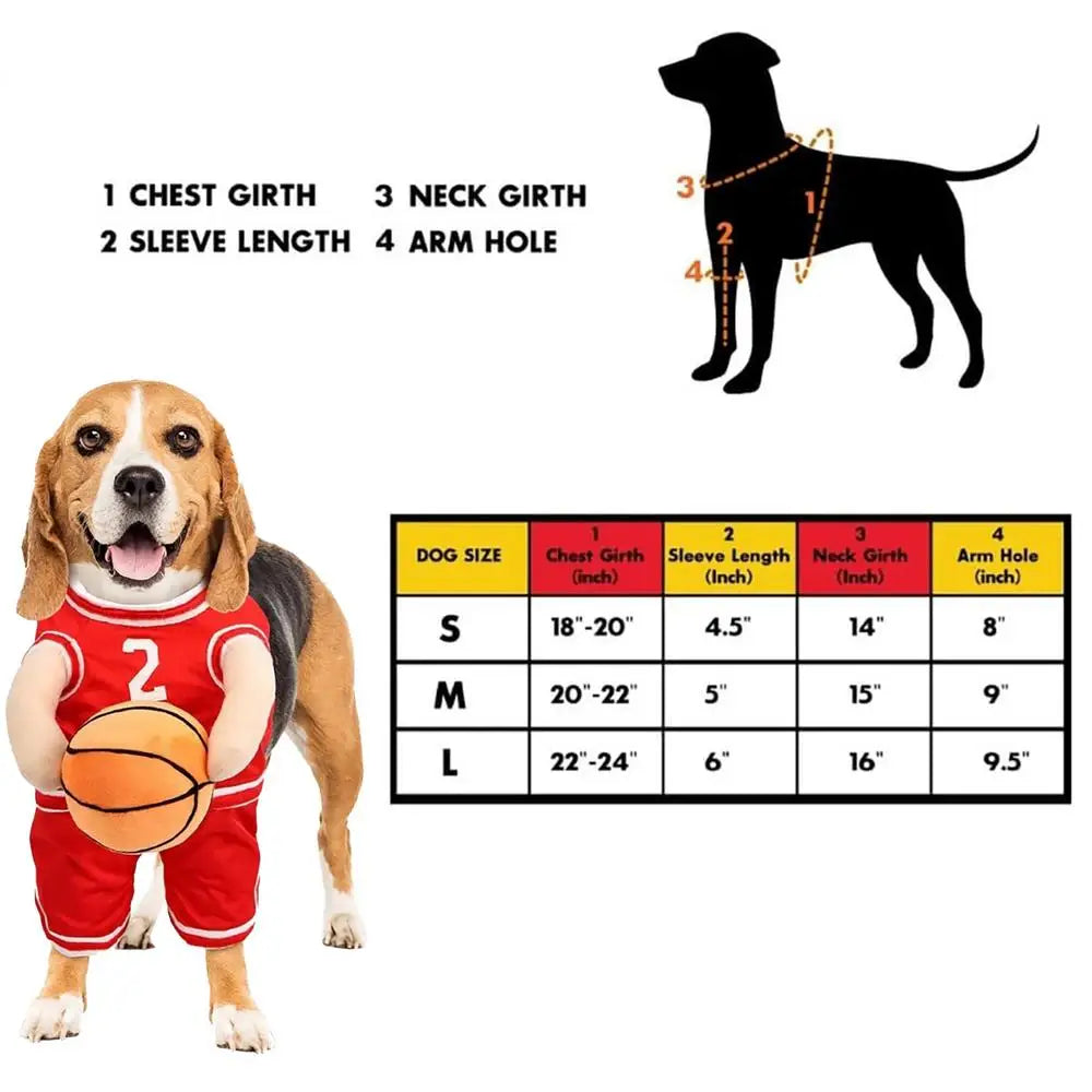 Basketball Player Pet Costume – Dog Holding Basketball Outfit for Medium Dogs