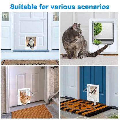 4-Way Cat & Small Pet Door – Lockable Weatherproof Door for Dogs & Cats