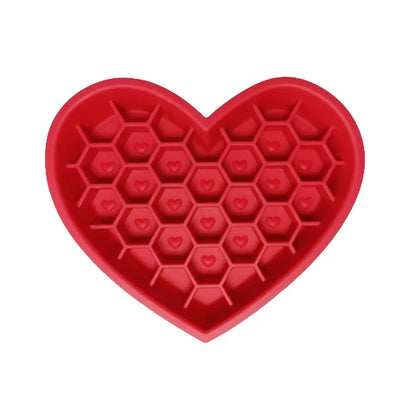 Slow Feeder Pet Bowl – Silicone Love-Shaped Anti-Choke Bowl for Cats & Dogs