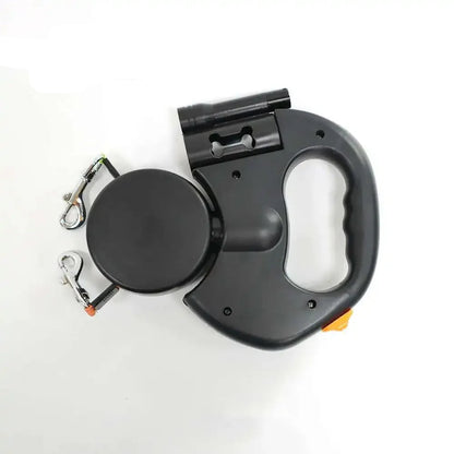 Black retractable dog leash on a white background with 'Black' text above.
