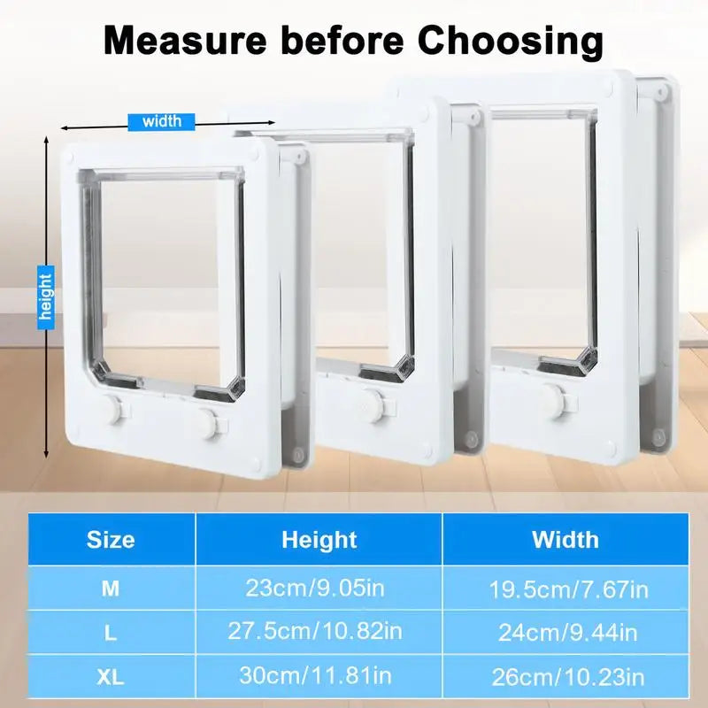 4-Way Cat & Small Pet Door – Lockable Weatherproof Door for Dogs & Cats