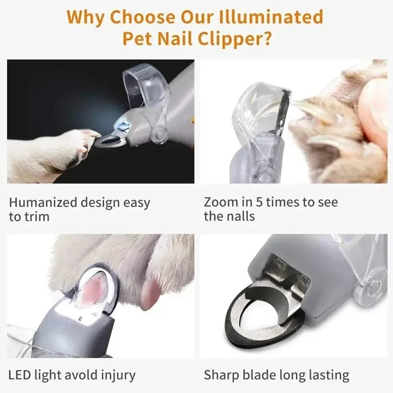 Pet Nail Clipper with LED Light – Dog & Cat Nail Trimmer Grooming Tool