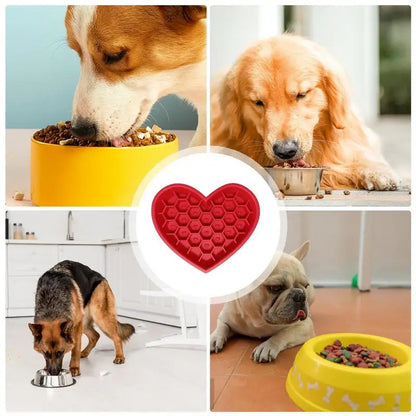 Slow Feeder Pet Bowl – Silicone Love-Shaped Anti-Choke Bowl for Cats & Dogs