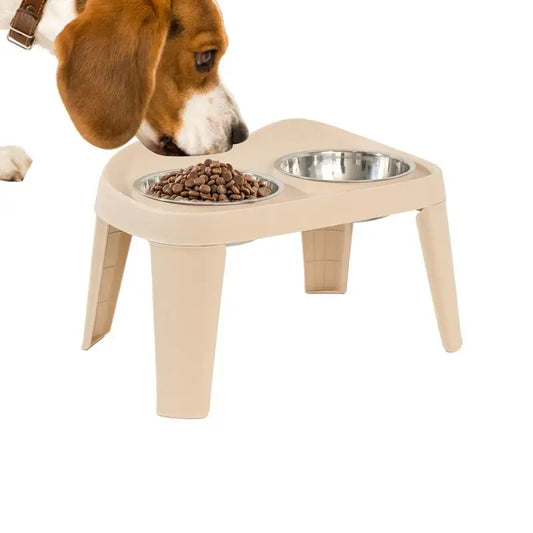 Elevated Dog Feeder with Foldable Stand – Double Stainless Steel Bowls for Food & Water