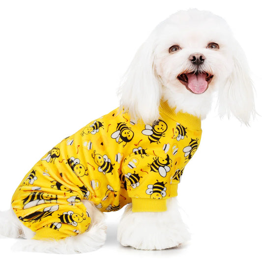 Funny Bee Dog Pajamas – Soft Winter Onesie for Small Dogs