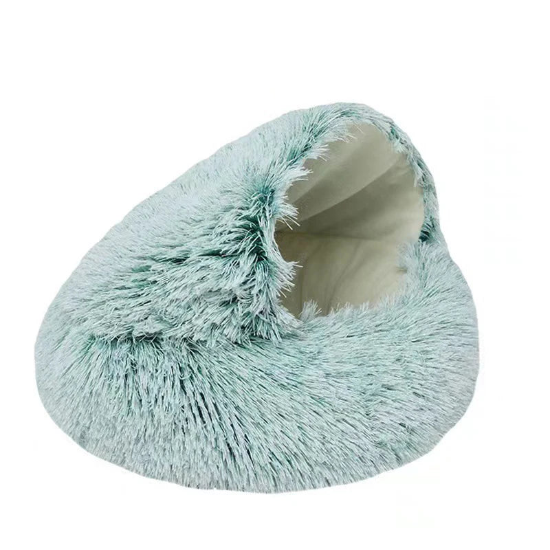 Cat Bed with Cover – Warm Soft Plush Sleeping Nest for Cats & Small Dogs