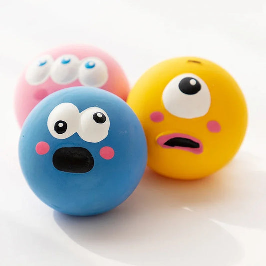Pet Squeaky Chew Ball – Rubber Dog Toy for Chewing & Teeth Cleaning