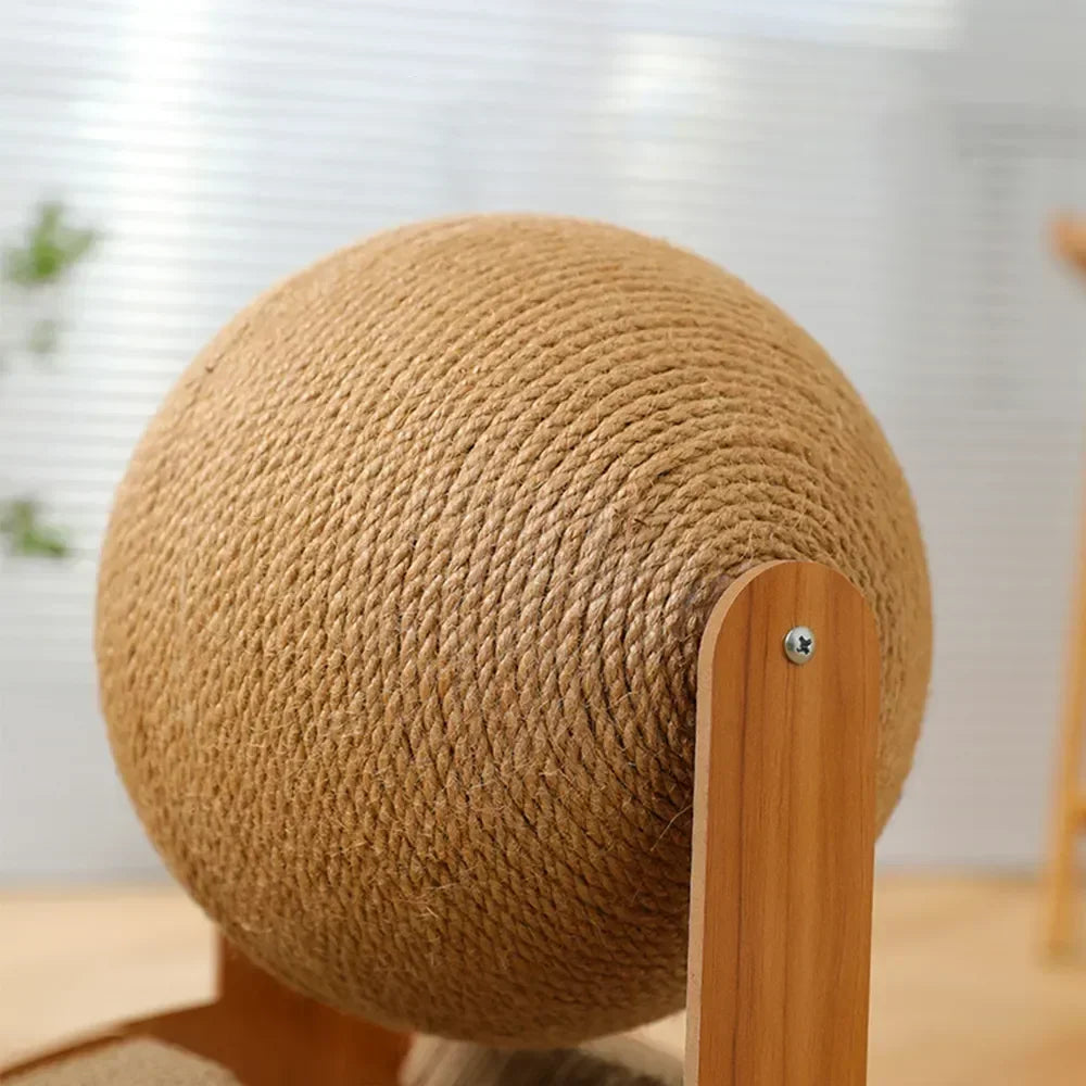 Cat Grinding Paw Toy – 2-in-1 Wooden Cat Scratching Ball & Sisal Scratch Board