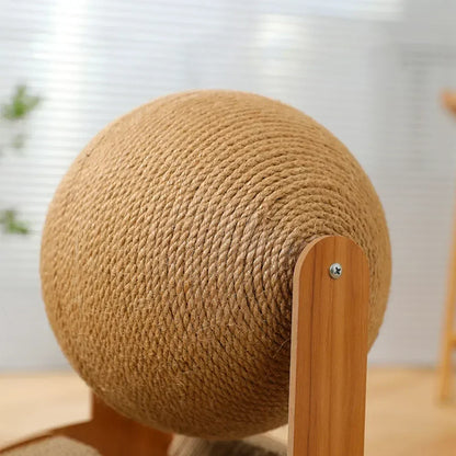 Cat Grinding Paw Toy – 2-in-1 Wooden Cat Scratching Ball & Sisal Scratch Board