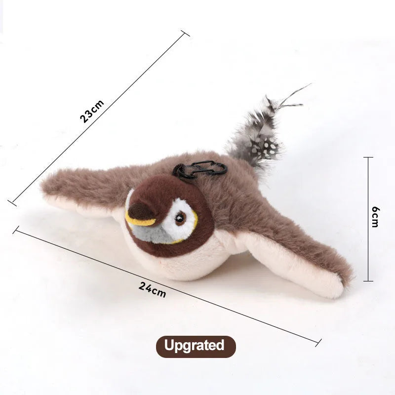 Interactive Cat Toy – Rechargeable Chirping Bird with Catnip Plush