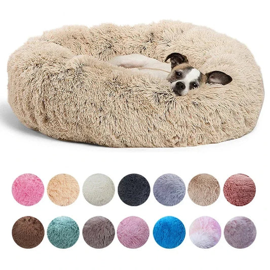 Round Plush Pet Bed | Soft & Warm Sleeping Bed for Dogs and Cats