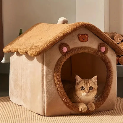 Foldable Pet House – Washable Cat House & Puppy Cave Sofa Bed