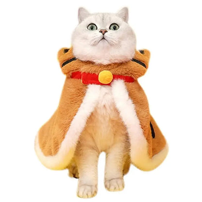 Cute Cat Warm Cloak – Tiger-Shape Winter Hooded Coat Costume for Cats & Kittens