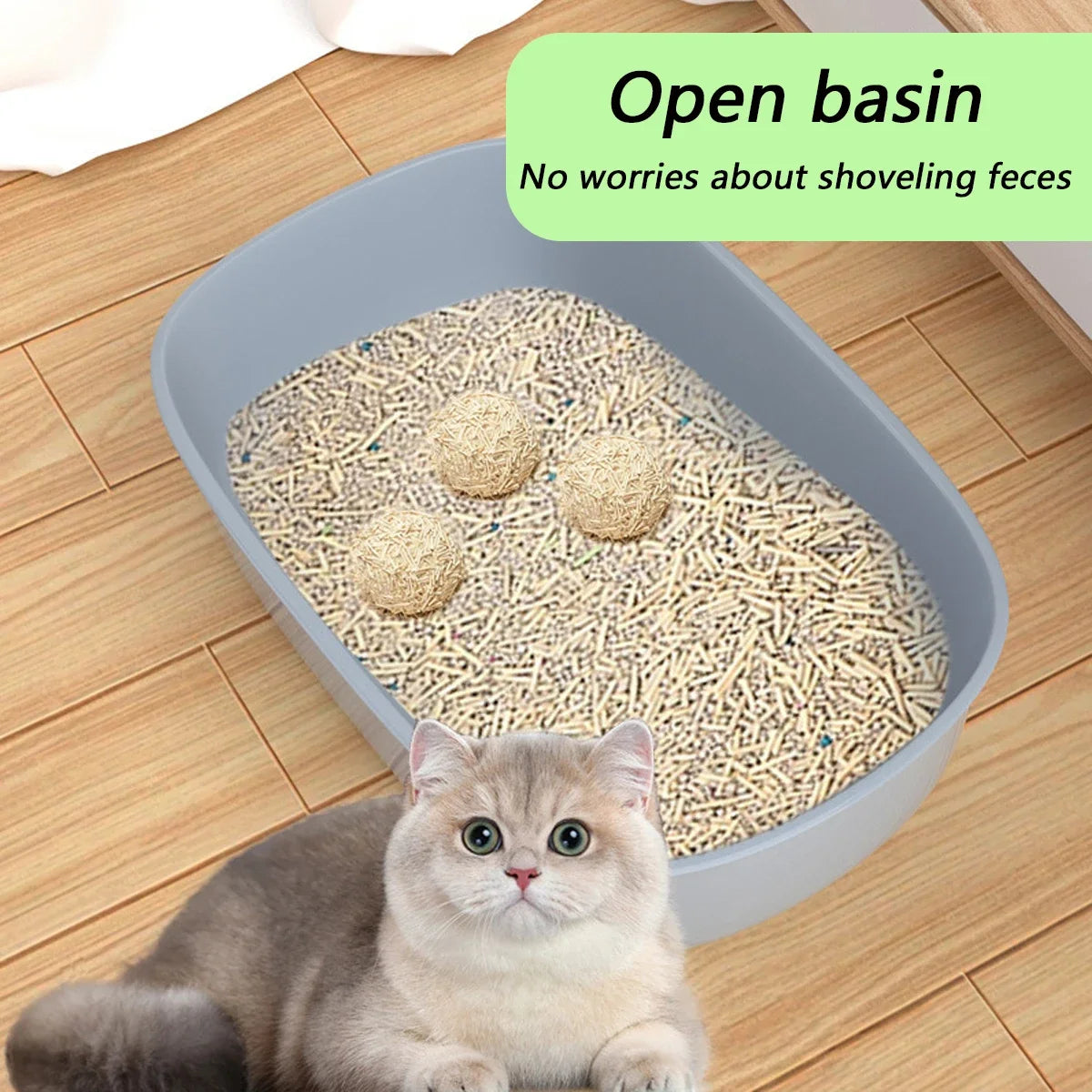 Cat Litter Box – Semi-Enclosed High Side Splashproof Sandbox with Scoop