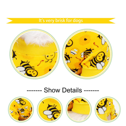 Funny Bee Dog Pajamas – Soft Winter Onesie for Small Dogs