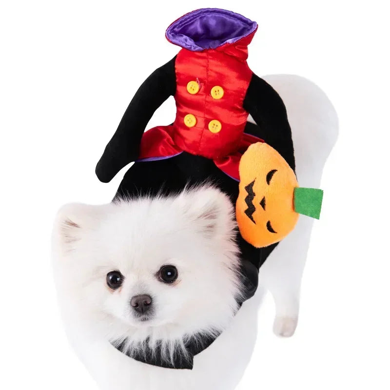 Pet Halloween Costume – Plush Horse Riding Outfit with Santa Claus for Dogs & Cats