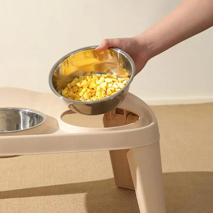 Elevated Dog Feeder with Foldable Stand – Double Stainless Steel Bowls for Food & Water