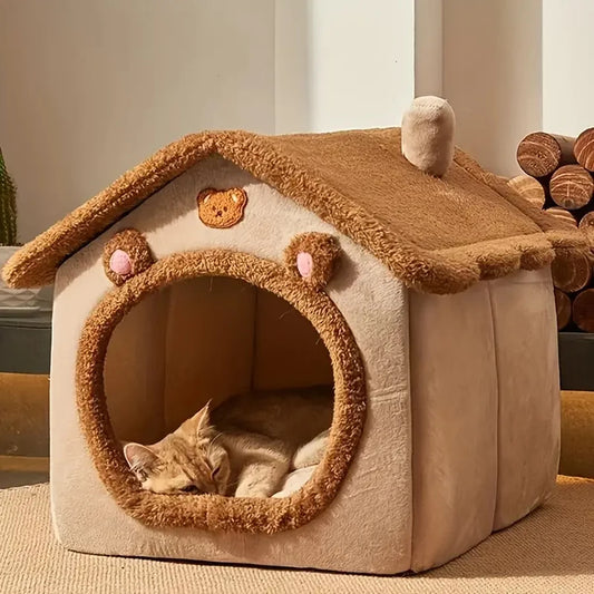 Foldable Pet House – Washable Cat House & Puppy Cave Sofa Bed