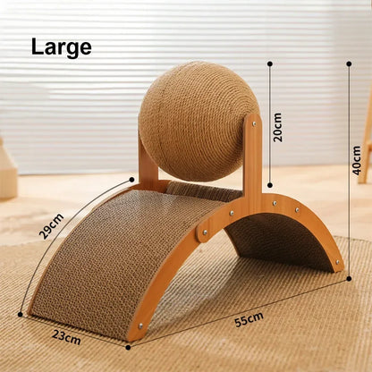 Cat Grinding Paw Toy – 2-in-1 Wooden Cat Scratching Ball & Sisal Scratch Board