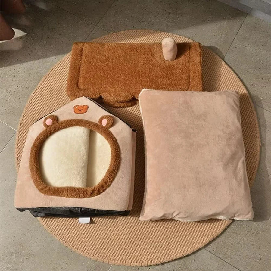 Foldable Pet House – Washable Cat House & Puppy Cave Sofa Bed