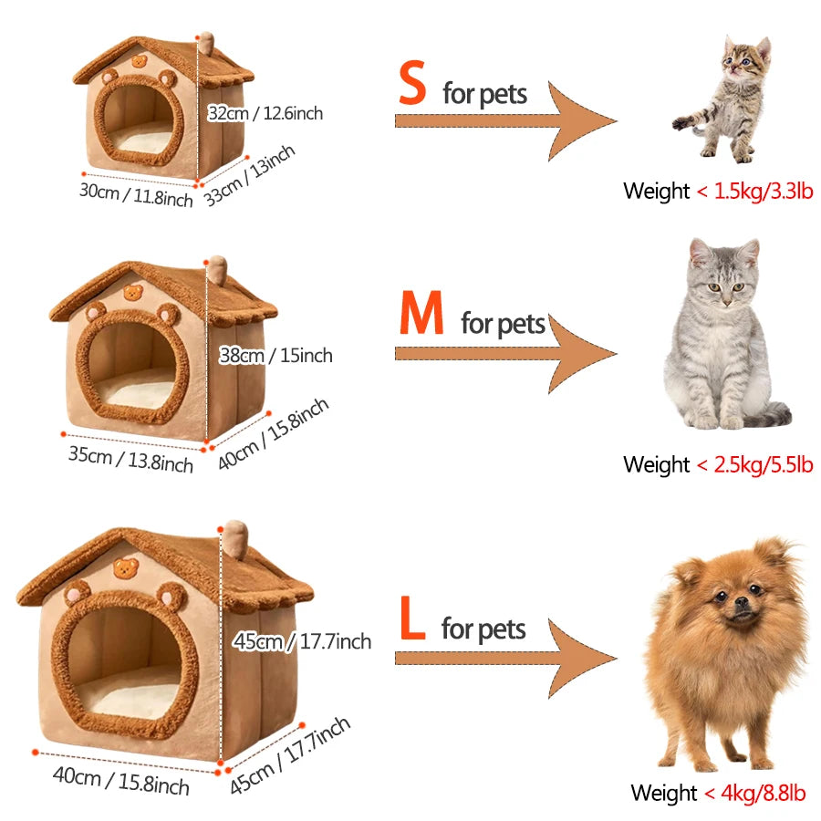 Foldable Pet House – Washable Cat House & Puppy Cave Sofa Bed