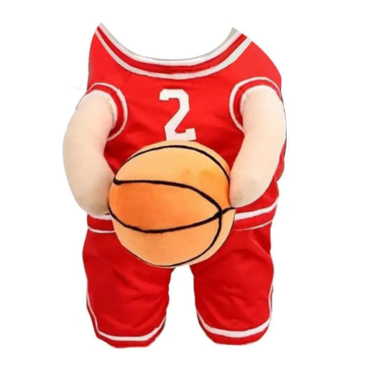 Basketball Player Pet Costume – Dog Holding Basketball Outfit for Medium Dogs