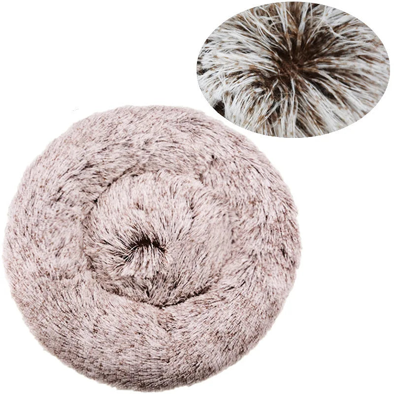 Round Plush Pet Bed | Soft & Warm Sleeping Bed for Dogs and Cats