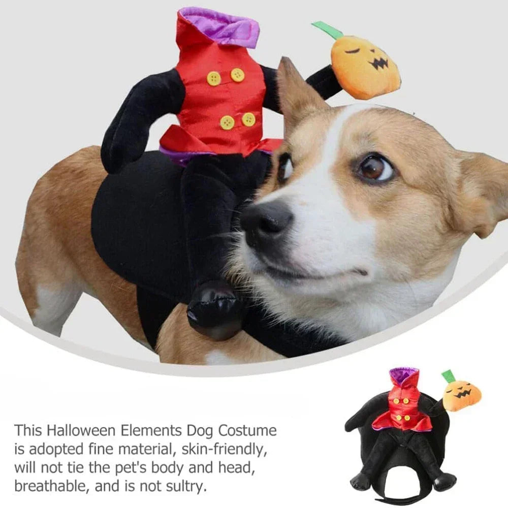 Pet Halloween Costume – Plush Horse Riding Outfit with Santa Claus for Dogs & Cats