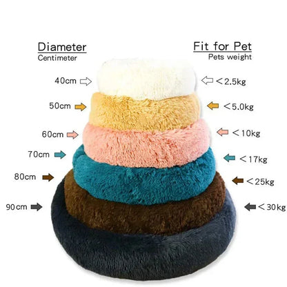 Round Plush Pet Bed | Soft & Warm Sleeping Bed for Dogs and Cats