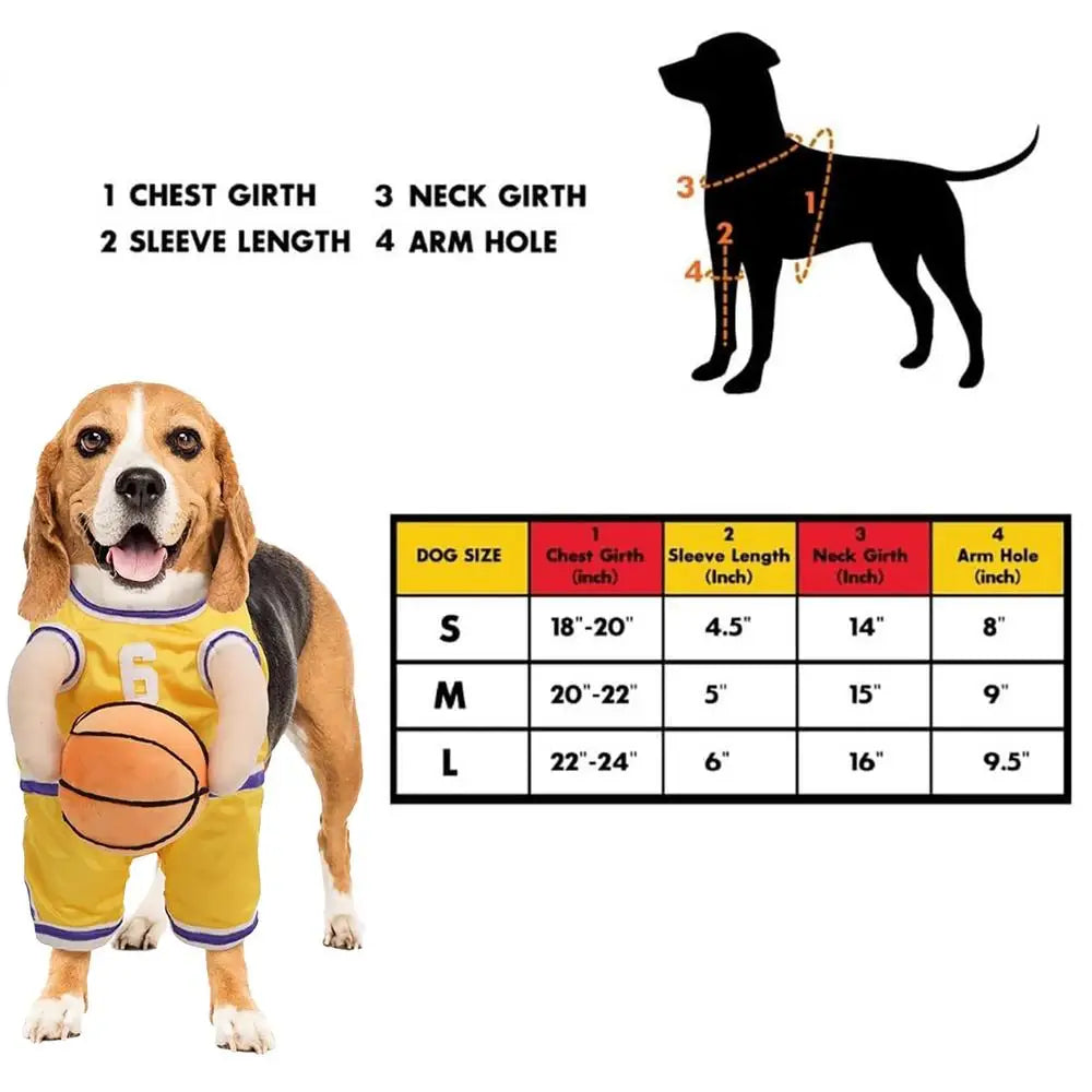 Basketball Player Pet Costume – Dog Holding Basketball Outfit for Medium Dogs