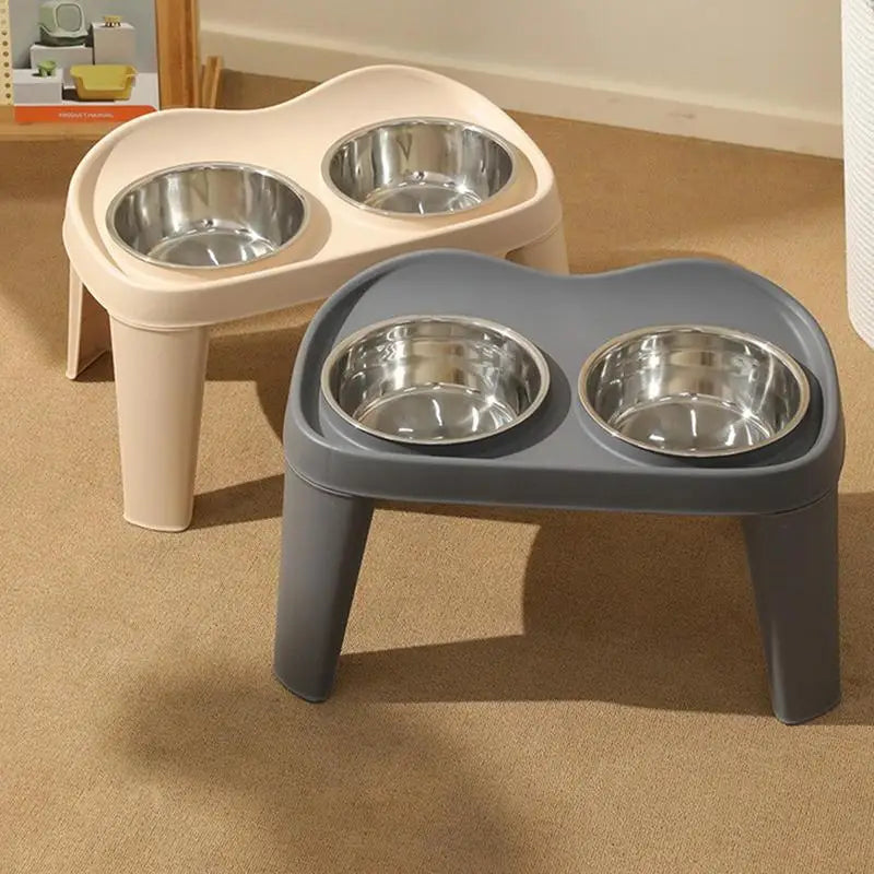 Elevated Dog Feeder with Foldable Stand – Double Stainless Steel Bowls for Food & Water