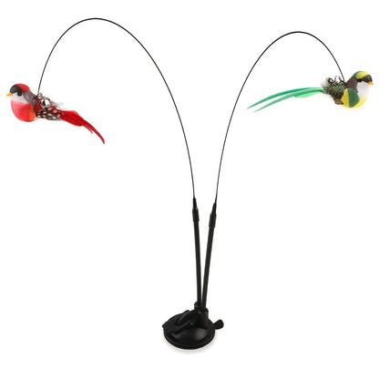 Interactive Cat Teaser Wand Set – Realistic Feather Birds with Long Pole & Double Rod