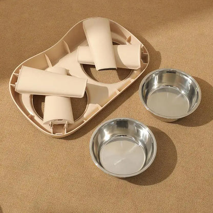Elevated Dog Feeder with Foldable Stand – Double Stainless Steel Bowls for Food & Water