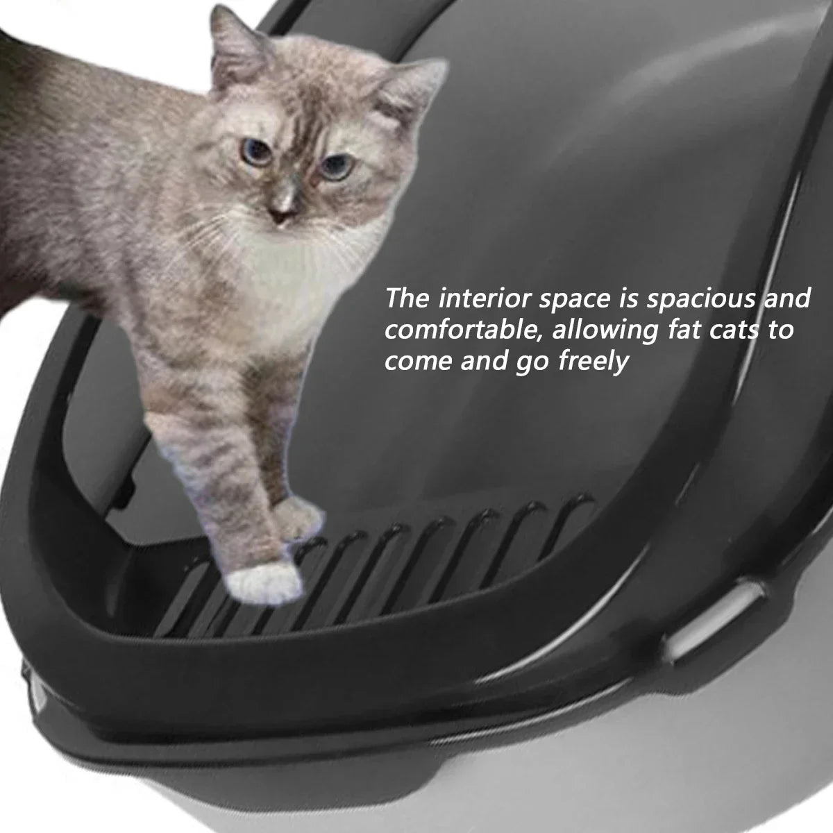 Cat Litter Box – Semi-Enclosed High Side Splashproof Sandbox with Scoop
