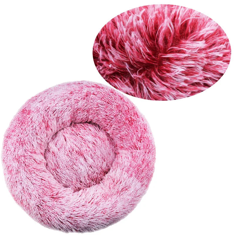 Round Plush Pet Bed | Soft & Warm Sleeping Bed for Dogs and Cats