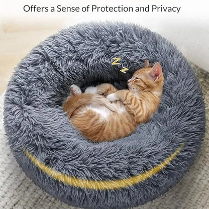 Round Plush Pet Bed | Soft & Warm Sleeping Bed for Dogs and Cats