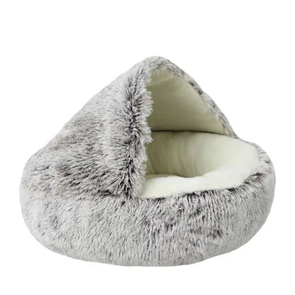 Cat Bed with Cover – Warm Soft Plush Sleeping Nest for Cats & Small Dogs